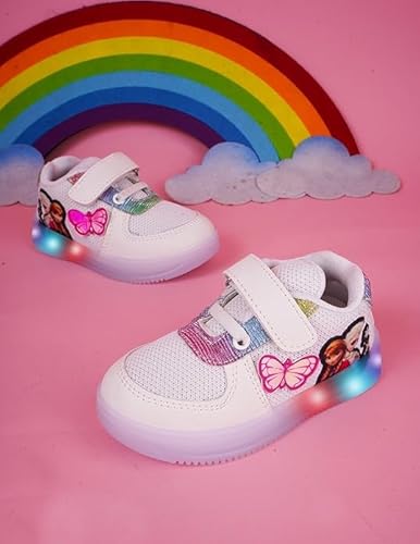 TrendStation Kids' L.E.D Light Shoe - Colorful & Playful Girls' Sneakers with Extra Lights (JRD-8) (White, UK Footwear Size System, Toddler, Numeric, Medium, 10)