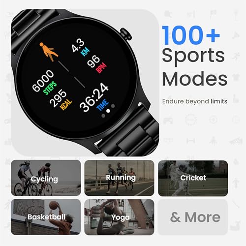 GOBOULT Rover Pro Smartwatch 1.43'' AMOLED, BT Calling 5.3, 1000 Nits Brightness, IP68, 150+ Watchfaces, 120+ Sports Modes, AI Voice Assistant, SpO2 Monitoring (Coal Black)