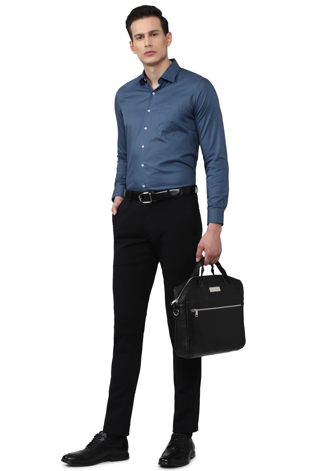 Van Heusen Men's Slim Fit Shirt (VHSFRSLB447781_Navy 42)