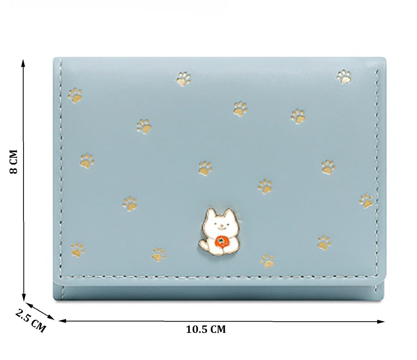 INOVERA (LABEL) Cute Small Wallet for Womens & Girls - Stylish Faux Leather Tri-Fold Cash, Card Holder Hand Purse (Light Blue)