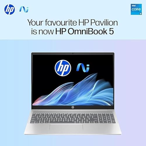 HP OmniBook 5 (Previously Pavilion),13th Gen Intel Core i5 1334U (16GB LPDDR5X,512GB SSD) 2K, WUXGA,IPS,300 nits,16''/40.6cm Touchscreen, Win11, M365, Office24, Silver,1.79kg,ba1789TU,IR Camera Laptop