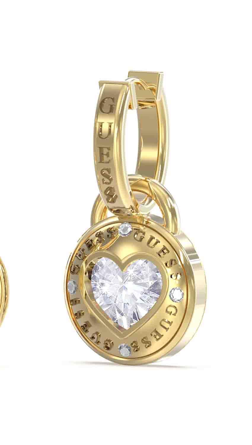 GUESS Rolling Hearts Gold-Plated Stainless Steel Earrings For Women | Hypoallergenic | Lightweight & Durable | Perfect For Gifting