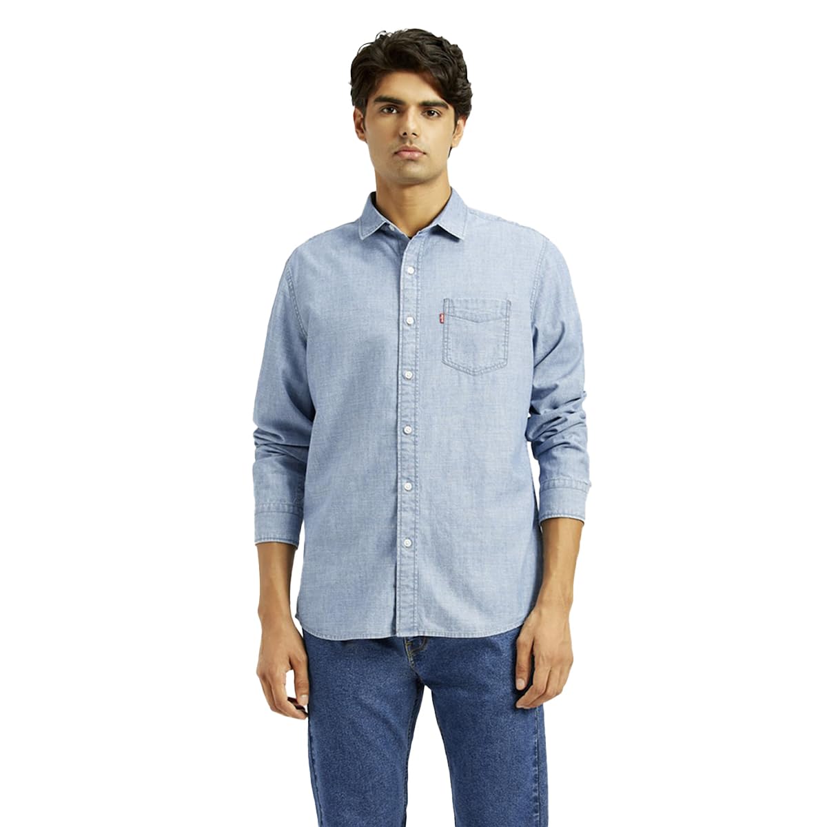 Levi's Men's Solid Slim Fit Shirt Blue