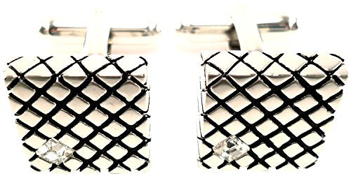 Peluche Crystal Studded Metal Art Cufflinks for Men