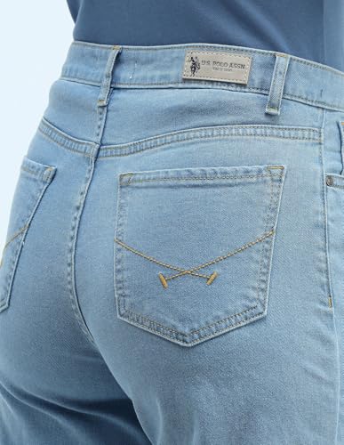 U.S. POLO ASSN. High Rise Wide Leg Jeans (UWAW24JEN268_Blue_26)