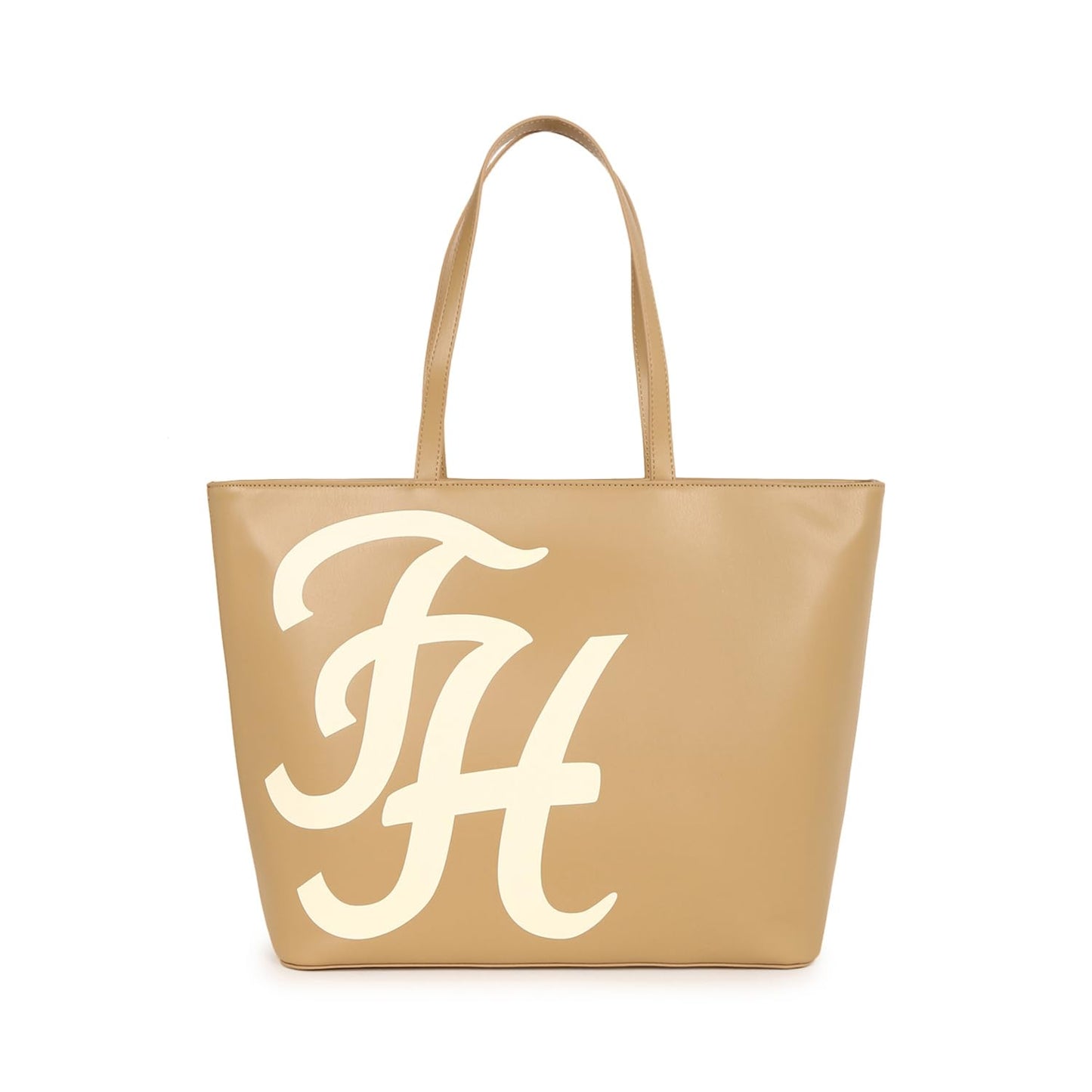 Tommy Hilfiger Women Khaki Printed Tote Bag