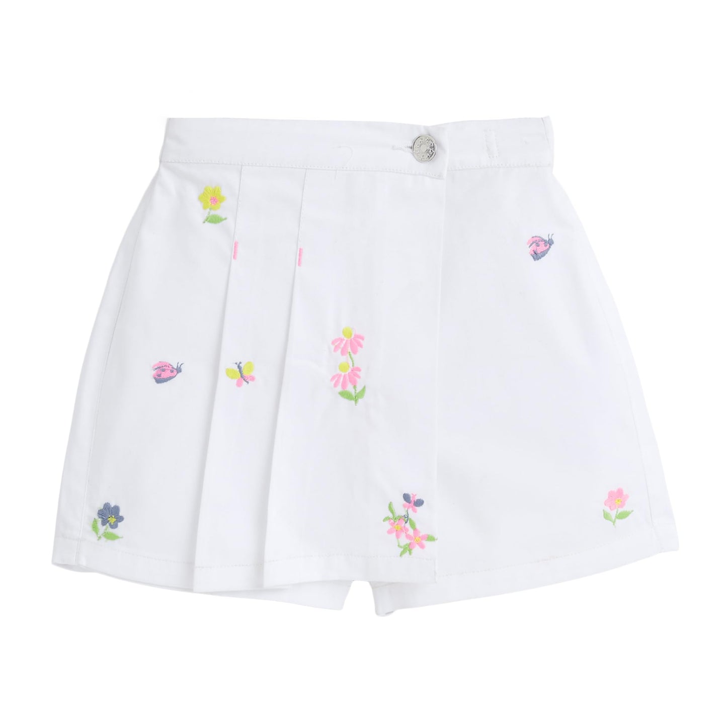 Hopscotch Girls Floral Print Embroidered Denim Skorts (7-8 Years)