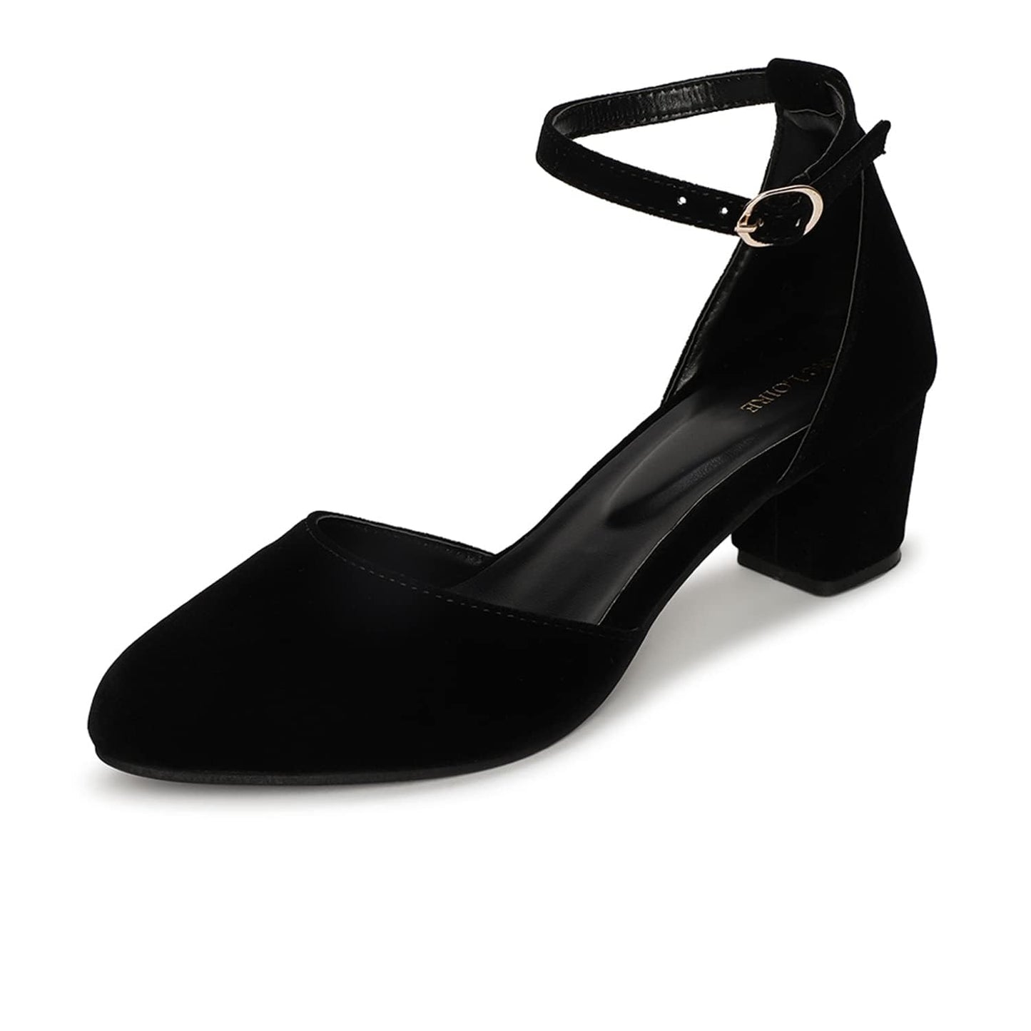 Marc Loire Women’s Pointed Toe Block Heel Fashion Sandals with Buckled Ankle Strap (Black, UK Footwear Size System, Adult, Women, Numeric, Medium, 5)