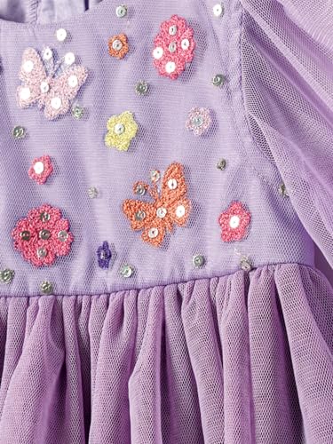 Nauti nati Baby Polyester Nautinati Girls' Net Round Neckline Dress Knee-Length Casual NN321-031_Purple