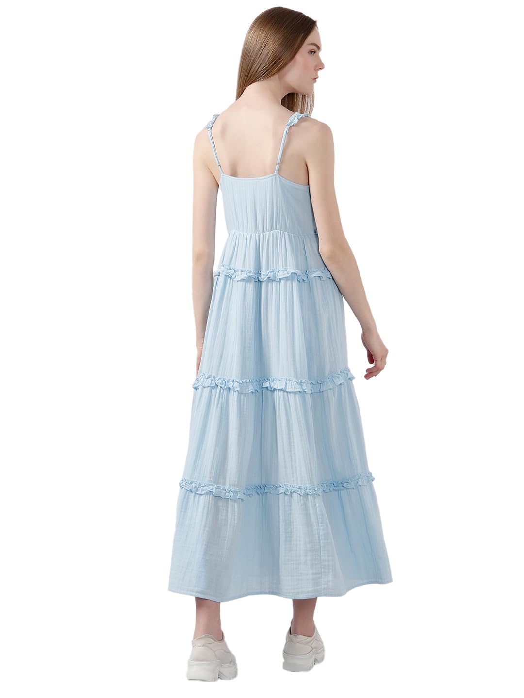 VERO MODA Women's Fit and Flare Blue Dress