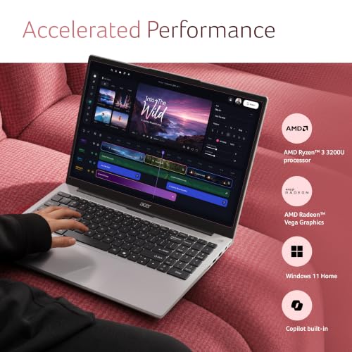 Acer Aspire 3,AMD Ryzen 3 3200U, 8GB DDR4 RAM/256 SSD, 39.62 cm /15.6" FHD IPS Display, Win 11Home, Silver, 1.7 Kg, A325-39, BL Keyboard, Thin & Light Laptop