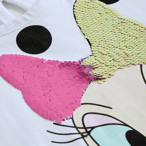 Hopscotch Girls Daisy Polka Dot Sequined T-Shirt in White Color for Age (7-8 Years)