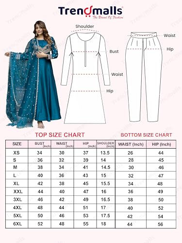 TRENDMALLS Women's Art Silk Embroidery Work Anarkali Kurta Pant with Net Dupatta Set For Women (G333-Morpeach-3XL)