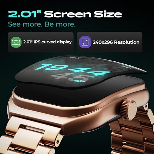 GOBOULT Trail Smartwatch 2.01" 3D Curved HD Display, BT Calling 5.3, 600 Nits Brightness, IP68, 190+ Watchfaces, 120+ Sports Modes, AI Voice Assistant, SpO2 Monitoring (Rose Gold)