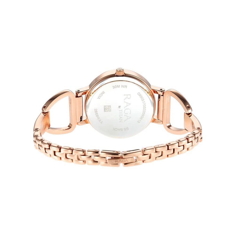 Titan Raga Viva Quartz Analog with Date Rose Gold Dial Rose Gold Metal Strap Watch for Women - NT2669WM01