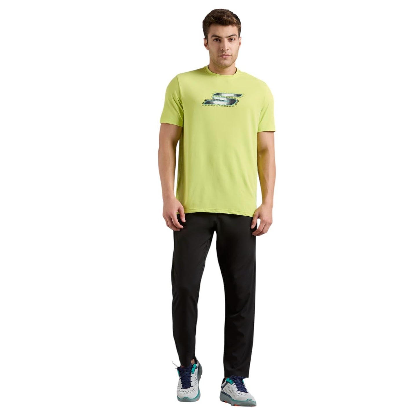 Skechers Men Newsprint Logo Green T-Shirts