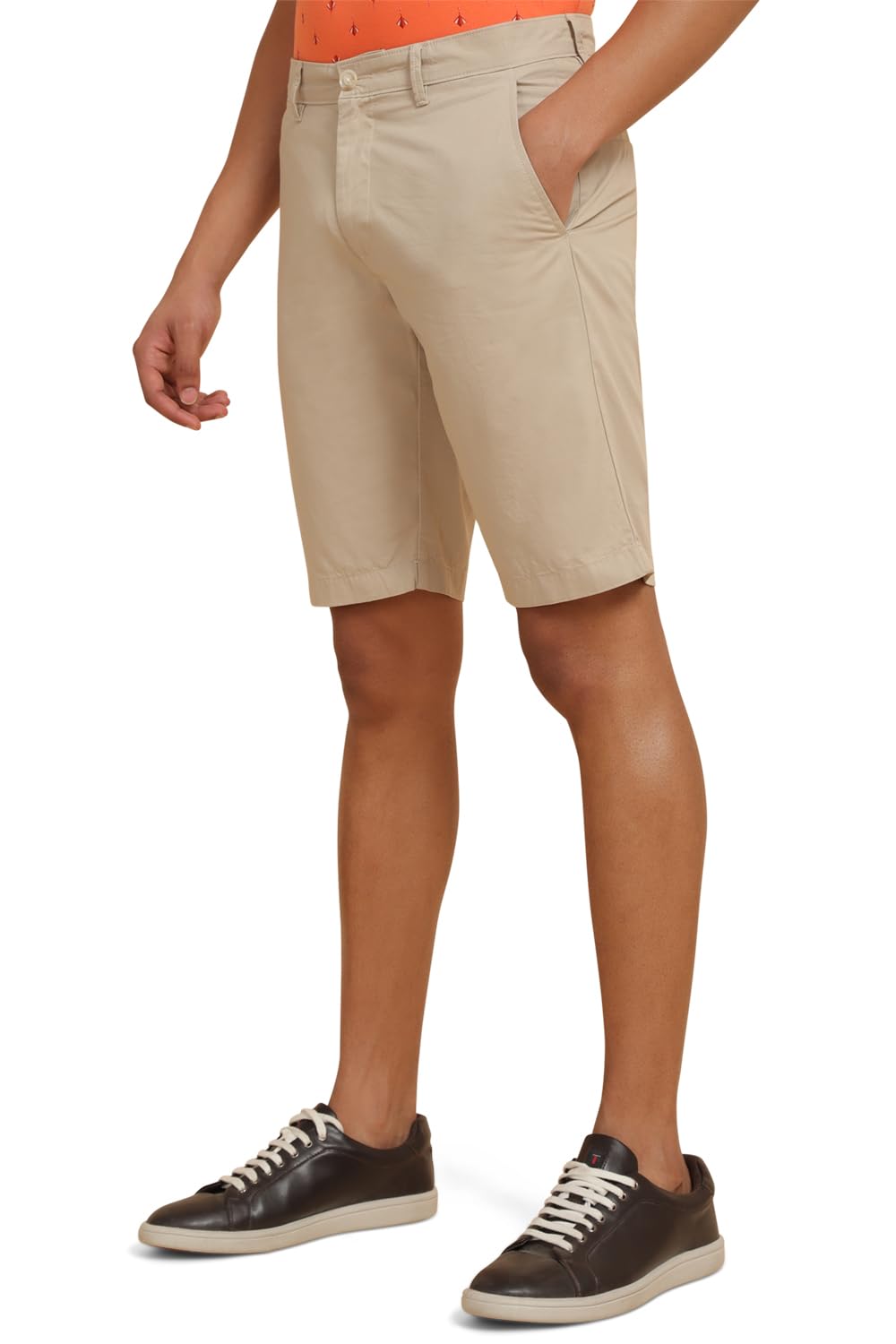 Men Beige Solid Slim Fit Shorts