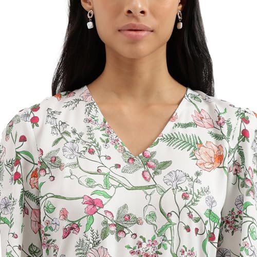 UNITED COLORS OF BENETTON V-Neck Floral Print Dresses (Size XS)-24A4DRESS051I74J White