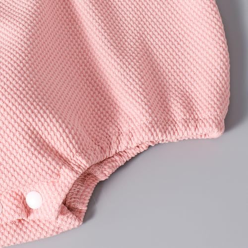 Hopscotch Girls Full Sleeves Peach Flower Bunny Embroidered Bodysuit For Ages (6-9 Months)