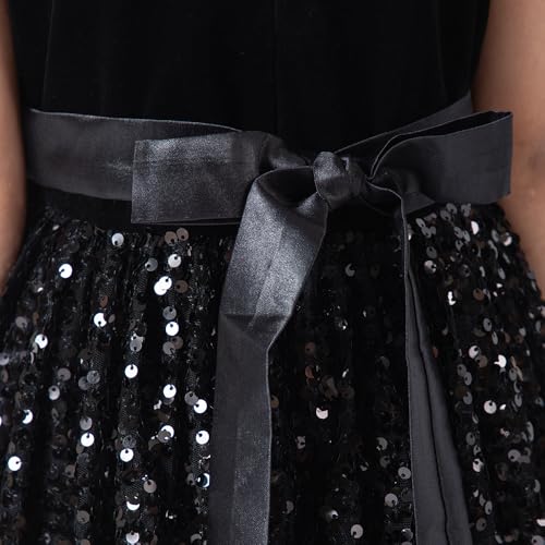 Hopscotch Girls Black Sleeveless Sequin Embellished Gown for Age (12-24 Months)