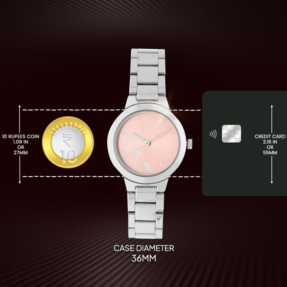 Fastrack Quartz Analog Pink Dial Stainless Steel Strap Watch for Girls-NS6150SM04