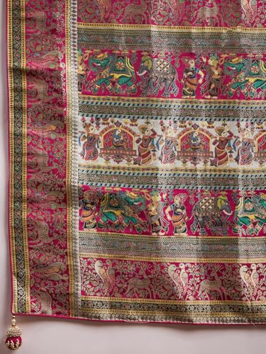 AKHILAM Women's Grey Viscose Silk Botanical Printed Saree With Unstitched Blouse Piece (MSTANI162B_HS)