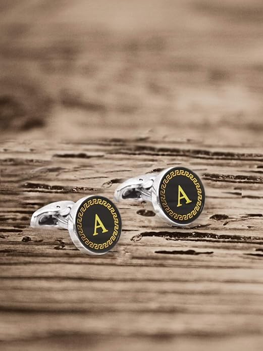 MIAMI Cufflinks for Men Boys Cuff links Formal Stainless Steel Cufflink For Men Alphabet Letters A Birthday Gift Anniversary Husband Cuff Links Cufflinks Set Mens Boys Man Boy Valentine Gifts -M07