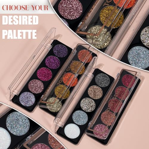 Profusion Cosmetics Amethyst Gems 5 Shade Glitter Eyeshadow Palette, Multicolour (Amethyst Gems)