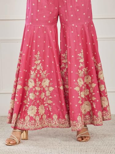 BIBA Printed Cotton Peplum Festive Kurta With Garara And Dupatta