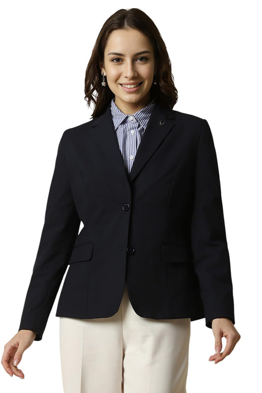 Allen Solly Women's A-Line Single Breasted Coat (AHBZCRGFR92716_Blue_XS)