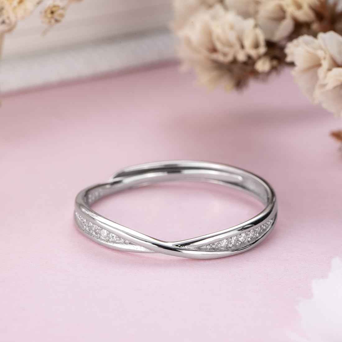 ZAVYA 925 Sterling Silver Ring for Women | Rhodium Plated, Adjustable | Gift for Women & Girls | With certificate of Authenticity and 925 Hallmark