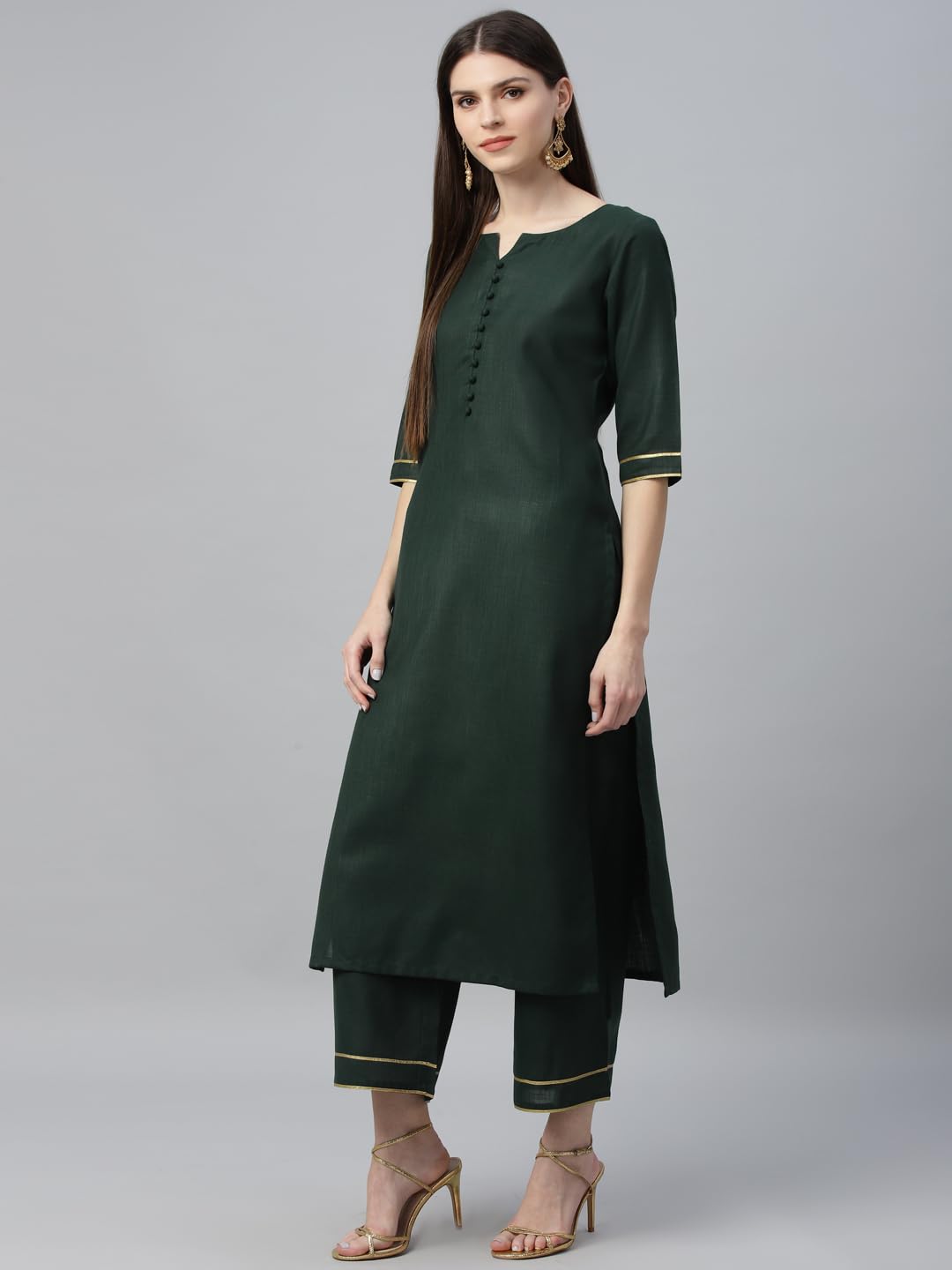 Libas Women's Cotton Kurta Sets (6871_Green