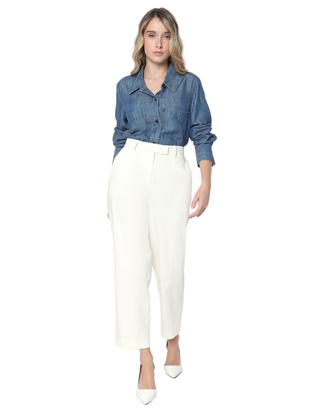 VERO MODA Womens Straight Fit Mid Rise Trouser