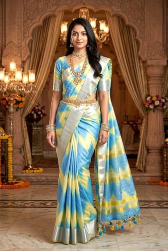 VFCollections - Pochampally Ikkat Pattu Cotton Saree with Blouse Piece For Women (VFC174-3) (VFC174)