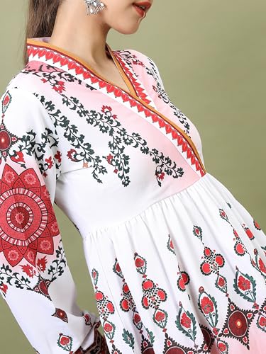 Vishudh Women Sleeveless V-Neck Dress VNa1001989 Multicolor L