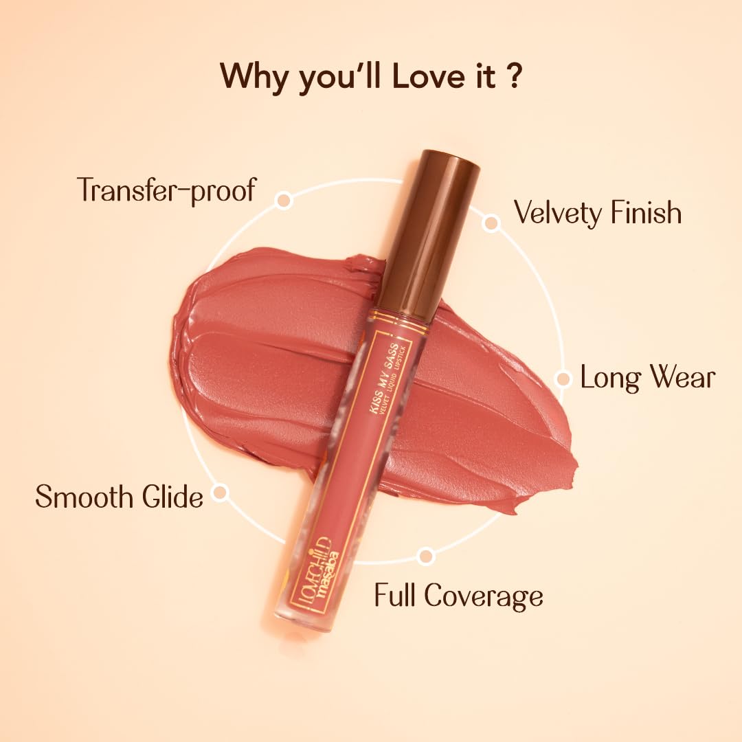 LoveChild Masaba Kiss My Sass Velvet Matte Lipstick (Burgundy Red), Intense Color, Transfer-Proof, Hydrating with Hyaluronic Acid, Long-Lasting & Lightweight, Smooth Glide Formula, OK Boomer! 3.5ml