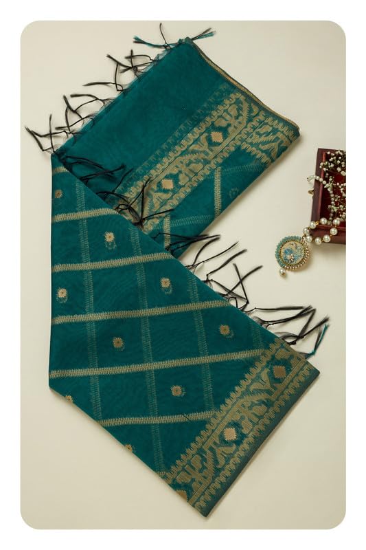 Soch Womens Turquoise Blue Polyester Jamdani Dupatta
