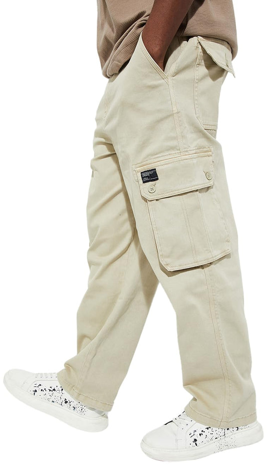 Max URB_N Men Relaxed Fit Cargo Trousers (Khaki_30)