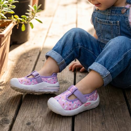 KazarMax By Hopits EasyFlex Tots Pink with Unicorn Print Toddler Sneaker Sandals- 6 Kids UK