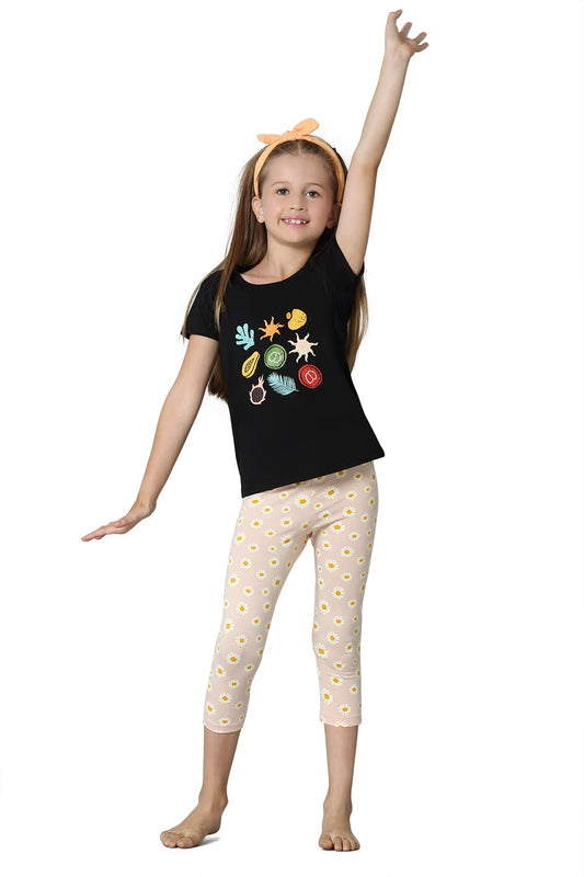 Van Heusen Girls T-Shirt - 100% Cotton - Ultra Soft, Round Neck, Short Sleeve_56405_Black_9-10 Years
