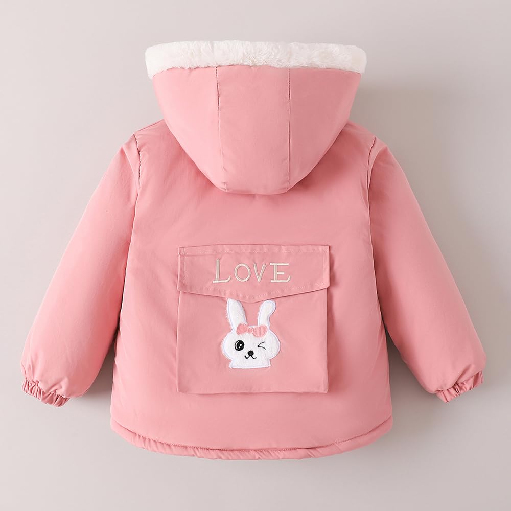 Hopscotch Girls Full Sleeves Pink Bunny Applique Hooded Jacket (3-4 Years)