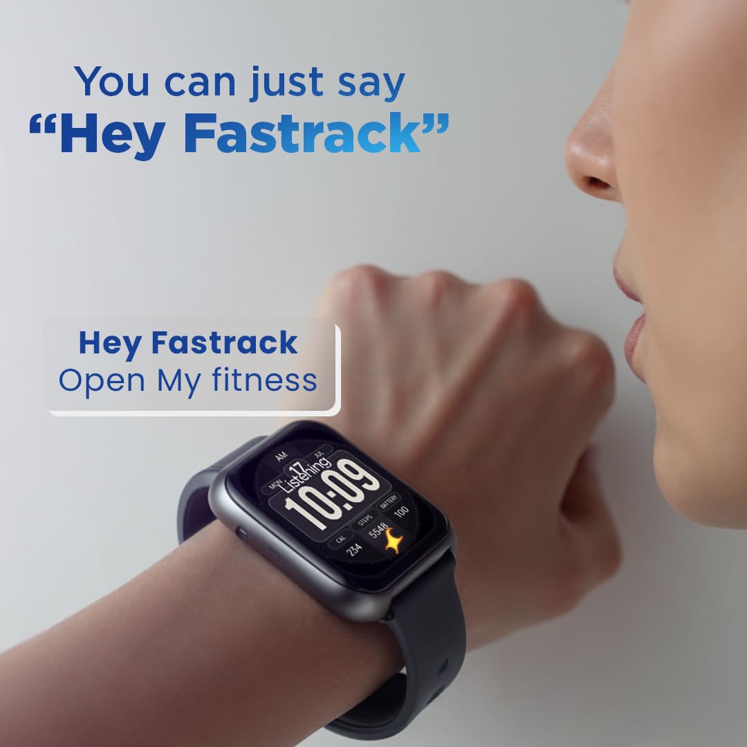Fastrack Vox Plus 1.85” Smart Watch for Men & Women with Ultra VU Display,to-do List,BT Calling, Offline Voice Commands, 24/7 Health Suite (SPO₂, HRM, Sleep), IP68, Games & Multiple Watch Faces