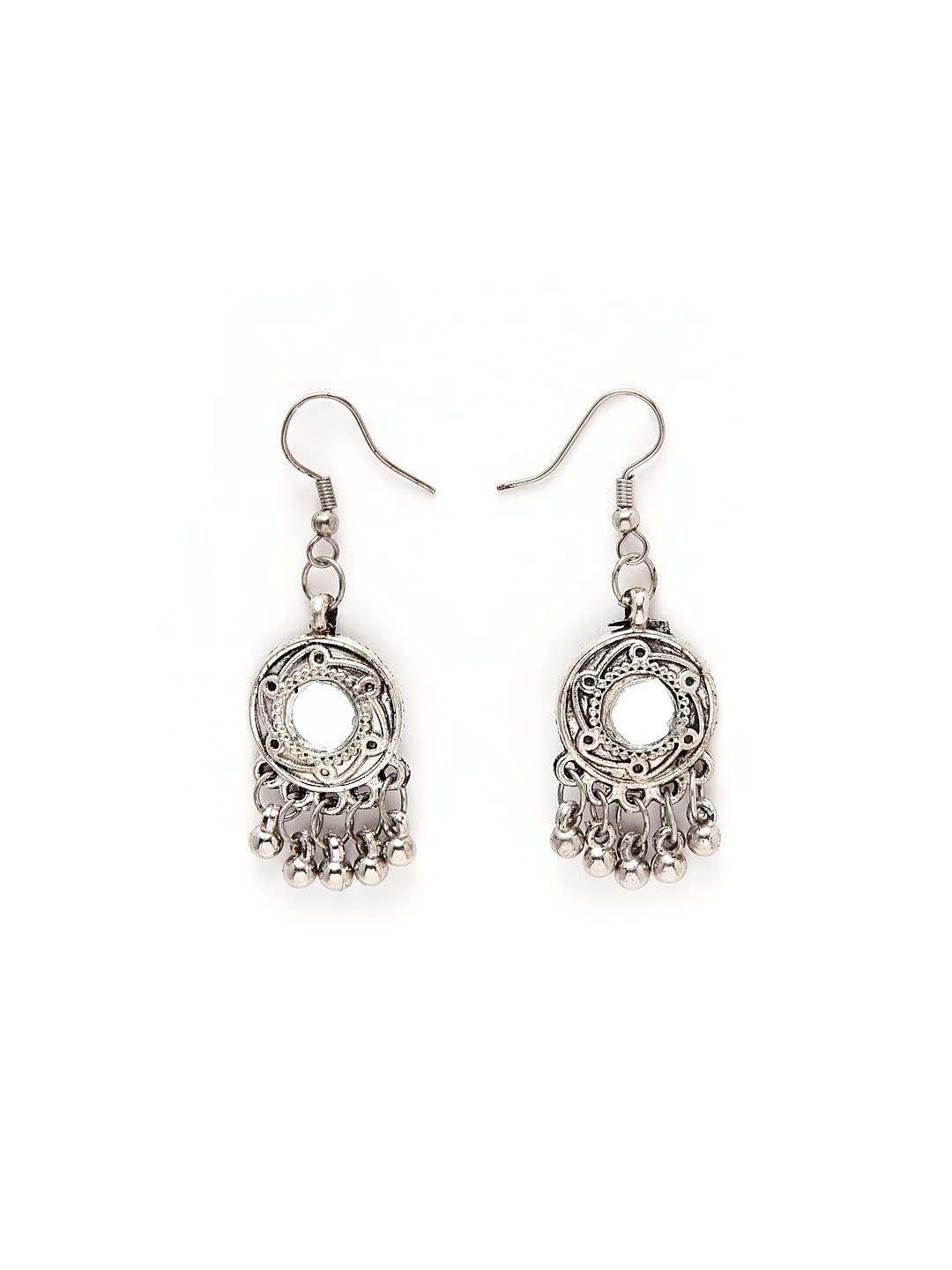 Shining Diva Fashion Latest Stylish Traditional Oxidised Silver Necklace Jewellery Set for Women (13115s)