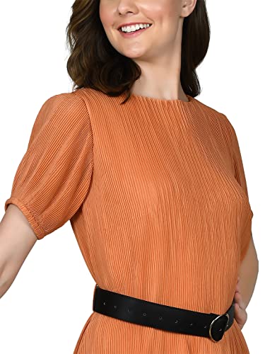 Zink London Women's Orange Self Design A-Line Short Dress