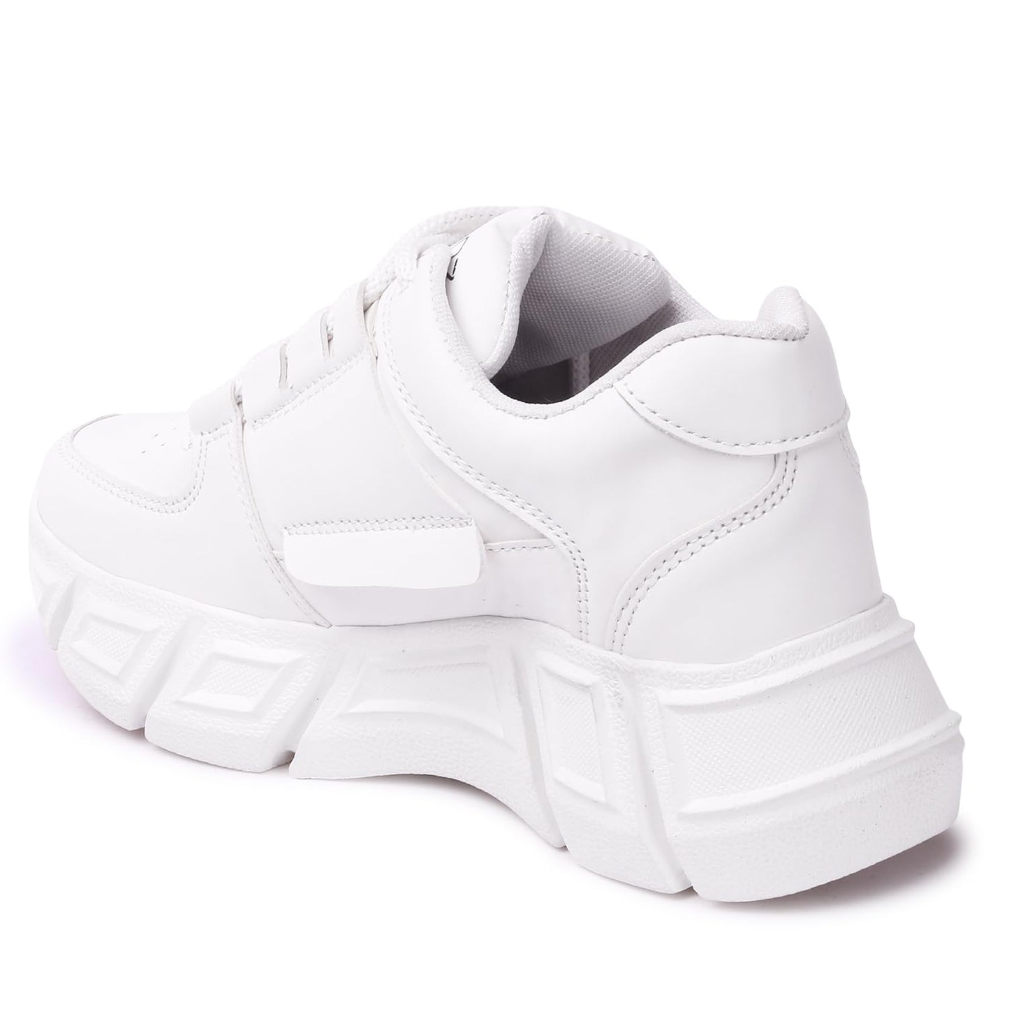 LENSBURY Women's Shoes for Walking Gym Training, Casual, Sports, Slip-On, Lightweight Lace up Athletics Slipon Running Sneaker for Ladies and Girls LBCNV6102WT-41 White