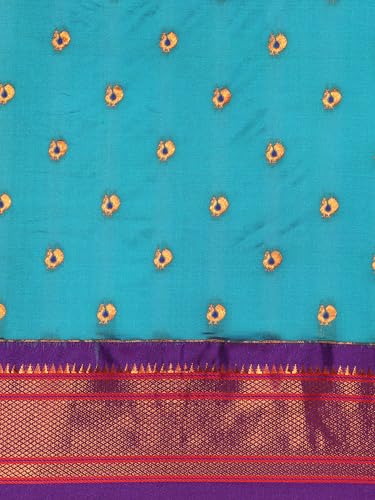 Varkala Silk Sarees Women's Kadiyal Soft Silk Maharani Paithani Saree With Blouse Piece (V262A413-COPR_Rama & Violet)