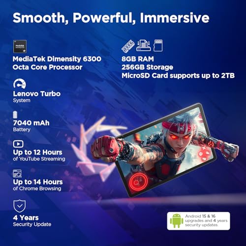 Lenovo Idea Tab FIFA World Cup 26 Edition with Tab Pen + Folio Case | WiFi +5G |11" 2.5K IPS Display |8GB RAM + 256GB ROM (Expandable Upto 2TB)| MediaTek Dimensity 6300|7040mAh|4 Speakers| Grey
