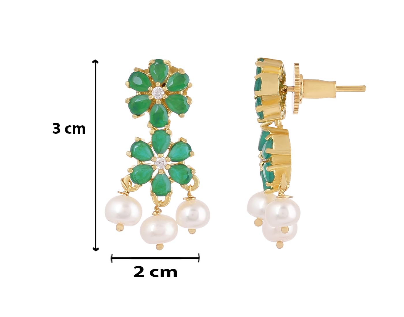 Real Natural Fresh Water Pearls Flower Necklace Set With Certificate For Women Girls (Green)