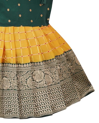 Suzvan South Indian Traditional Pattu Pavadai Tapeta Silk Lehenga Choli (3-6 Months)