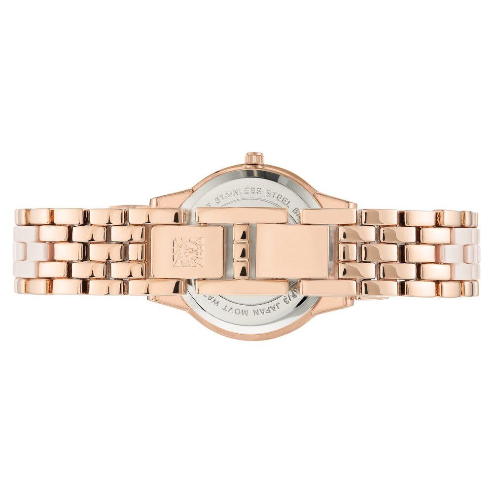 Anne Klein Quartz Analog Pink Dial Ceramic Strap Watch for Women-NEAK3672LPRG
